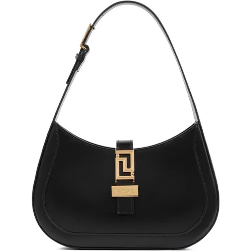 Calf Leather Small Hobo Handbag , female, Sizes: ONE SIZE - Versace - Modalova