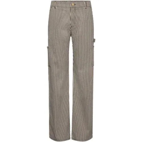 Striped Brown Cargo-Inspired Pants , female, Sizes: XL, M - Sofie Schnoor - Modalova