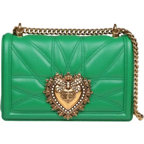 Matelassé Nappa Shoulder Bag with Heart Detail , female, Sizes: ONE SIZE - Dolce & Gabbana - Modalova