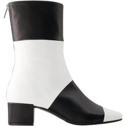 Schwarze/Weiße Leder Stiefeletten , Damen, Größe: 36 EU - Carel - Modalova