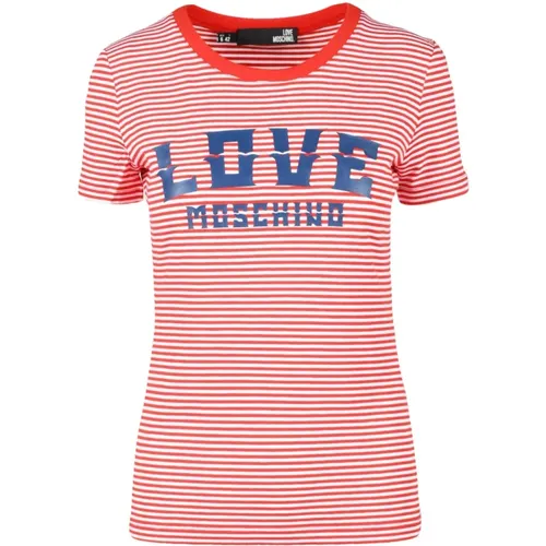 Baumwolle Elasthan T-shirt , Damen, Größe: S - Love Moschino - Modalova