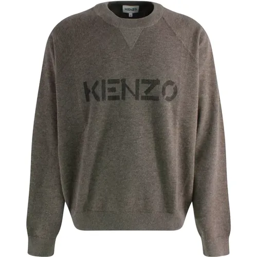 Men`s Wool Blend Logo Sweater , male, Sizes: L, XL - Kenzo - Modalova