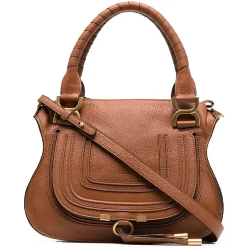 Compact Tan Grained Calfskin Bag , female, Sizes: ONE SIZE - Chloé - Modalova