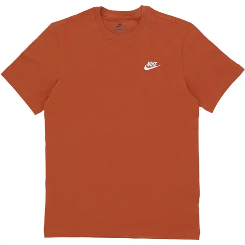 Dunkelrotes Club Tee Kurzarm , Herren, Größe: L - Nike - Modalova