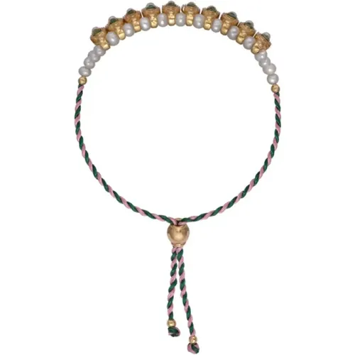 Maharani Adjustable Gold-Plated Brass Bracelet , female, Sizes: ONE SIZE - Dorothée Sausset - Modalova