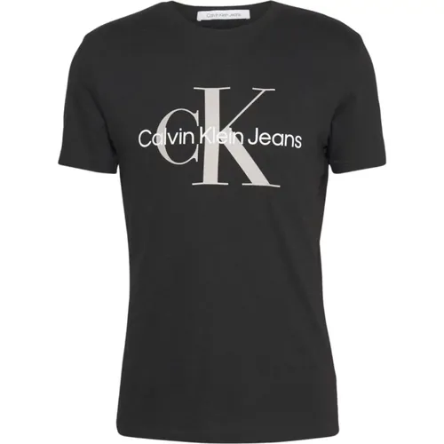 Schwarzes T-Shirt mit Rundhalsausschnitt und kurzen Ärmeln , Herren, Größe: XL - Calvin Klein - Modalova