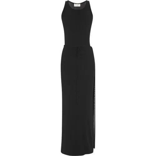 Semi-Sheer Round Neck Dress , female, Sizes: M - Saint Laurent - Modalova