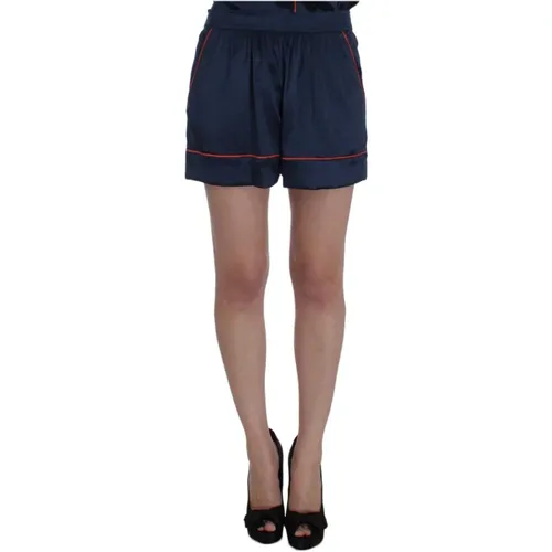 Blaue Seiden Stretch Schlafshorts , Damen, Größe: 2XS - Dolce & Gabbana - Modalova