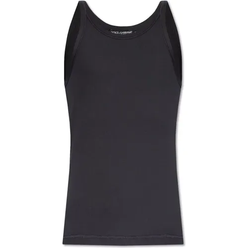 Geripptes ärmelloses T-Shirt , Herren, Größe: XL - Dolce & Gabbana - Modalova