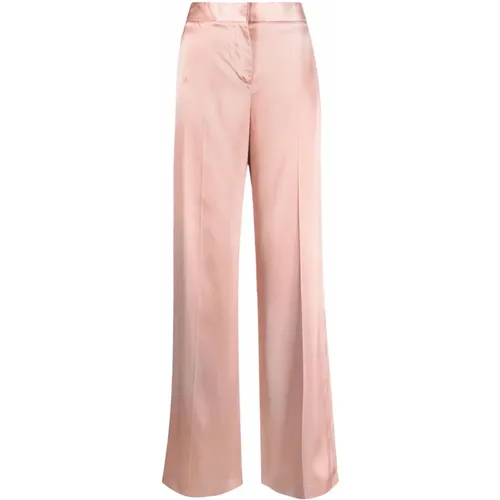 Roségold Seiden Satin-Effekt Weite Bein Hose , Damen, Größe: S - alexander mcqueen - Modalova