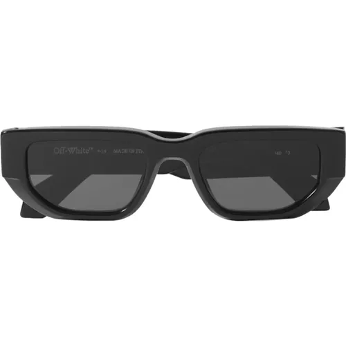 Quadratische Schwarze Sonnenbrille mit Grauen Gläsern , Herren, Größe: 52 MM - Off White - Modalova
