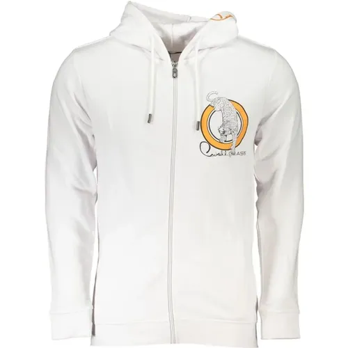 Hooded Cotton Sweatshirt with Zip and Logo Print , male, Sizes: 2XL, M, XL, S, L, 3XL - Cavalli Class - Modalova