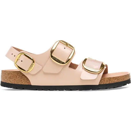 Beiger Lack-Sandalen - Schnalldetail , Damen, Größe: 36 EU - Birkenstock - Modalova