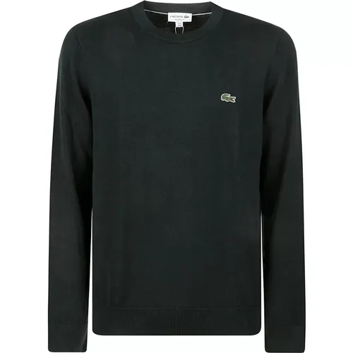 Grüner Pullover 100% Baumwolle Rundhalsausschnitt , Herren, Größe: L - Lacoste - Modalova