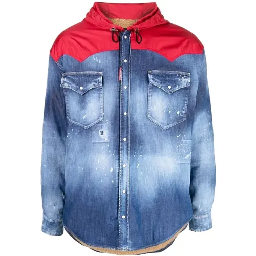 Herren Denim Jacke mit Pelzfutter - Dsquared2 - Modalova