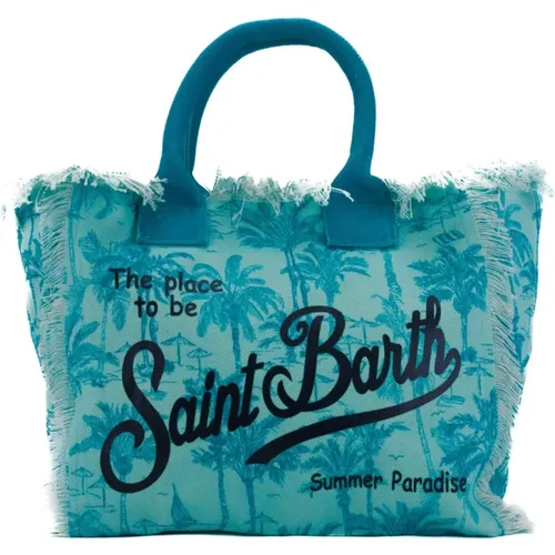 Blaue Palm Canvas Tote Tasche , Damen, Größe: ONE Size - MC2 Saint Barth - Modalova
