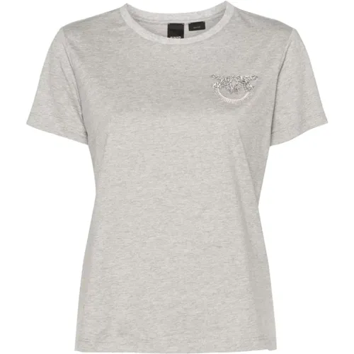 Love Birds Grey Jersey Crew Neck , female, Sizes: S, M, L, XS - pinko - Modalova