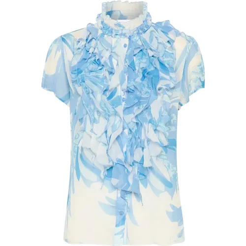 Summer Leaves Crinkle Shirt Blouse , female, Sizes: M, XL, L - Saint Tropez - Modalova