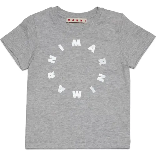Kontrastierendes Rundes Logo T-Shirt - Marni - Modalova