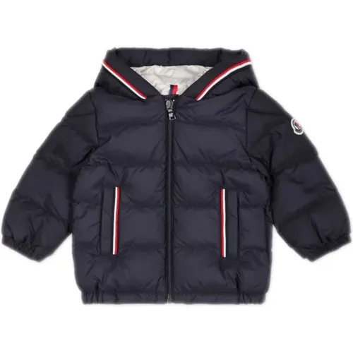 Kinder Gepolsterter Mantel mit Logopatch,Kinder Blauer Gepolsterter Mantel - Moncler - Modalova