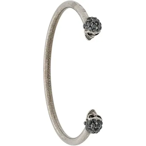 Silver Twin Skull Jewel Bracelet , female, Sizes: M, S - alexander mcqueen - Modalova