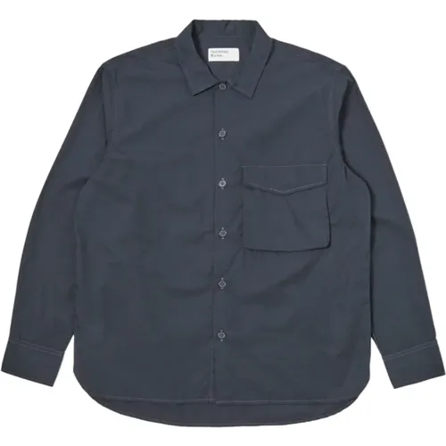 Taschenhemd Navy Baumwolle Broadcloth , Herren, Größe: L - Universal Works - Modalova