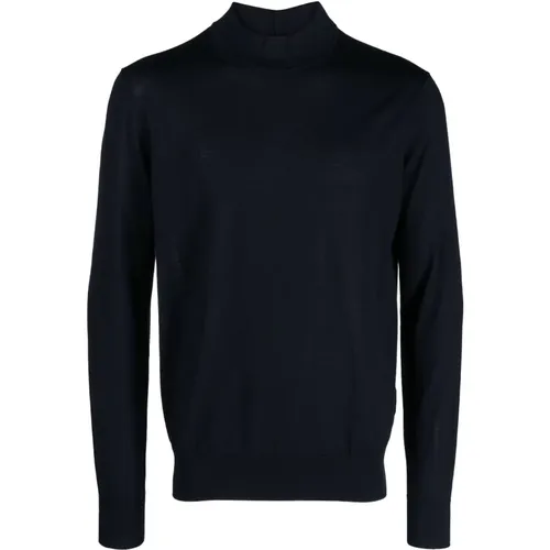 Eleganter Blauer Wollpullover,Eleganter Schwarzer Herren Sweatshirt - Giorgio Armani - Modalova