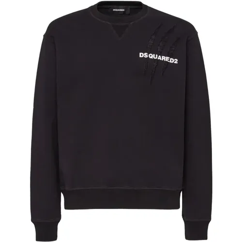 Schwarzer Baumwollpullover mit Logodruck , Herren, Größe: M - Dsquared2 - Modalova