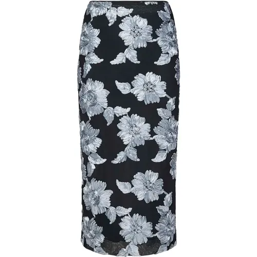 Grey 3D Flower Embroidered Skirt , female, Sizes: M - Rotate Birger Christensen - Modalova