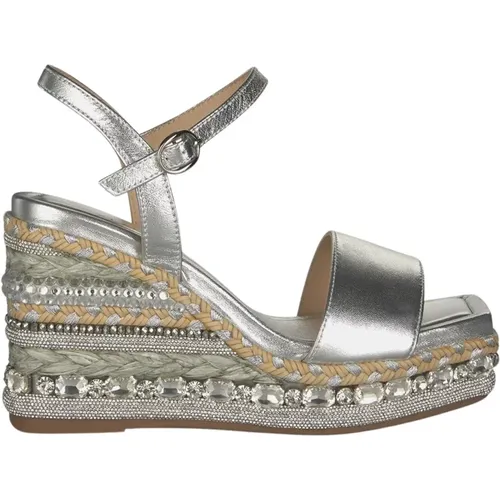 Rhinestone Wedge Sandal with Braided Detail , female, Sizes: 6 UK, 5 UK, 4 UK, 7 UK, 3 UK - Alma en Pena - Modalova