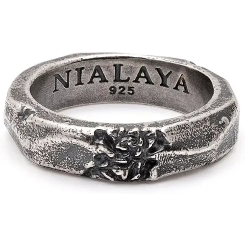 Handgefertigter Vintage Silber Carved Ring , Herren, Größe: 56 MM - Nialaya - Modalova