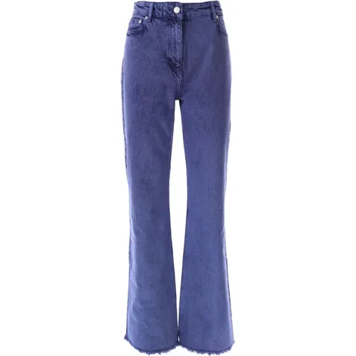 Blaue Flare Jeans Mit Fransigem Saum , Damen, Größe: W28 - Moschino - Modalova
