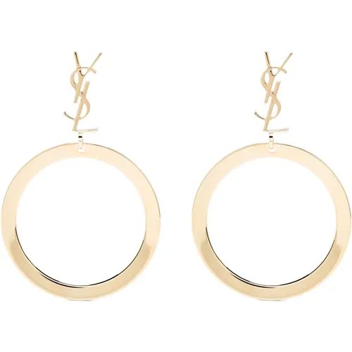 Golden Butterfly Earrings with Hoop Pendant , female, Sizes: ONE SIZE - Saint Laurent - Modalova