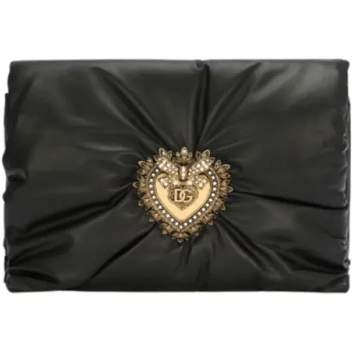 Soft Leather Devotion Clutch with Gold Buckle , female, Sizes: ONE SIZE - Dolce & Gabbana - Modalova