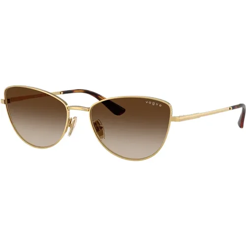 Bold Cat-Eye Sunglasses in Gold , unisex, Sizes: 56 MM - Vogue - Modalova