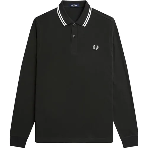 Authentic Long Sleeved Twin Tipped Polo in Night Snow , male, Sizes: M - Fred Perry - Modalova