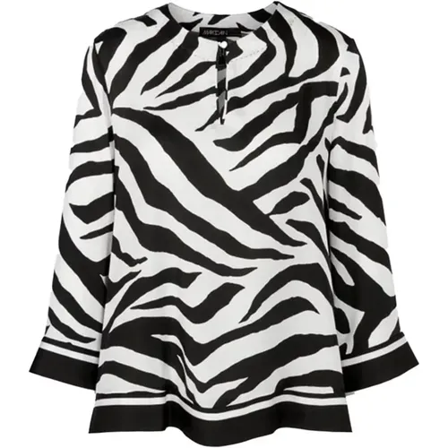 Timeless Elegance Blouse with Zebra Print , female, Sizes: L, S - Marc Cain - Modalova