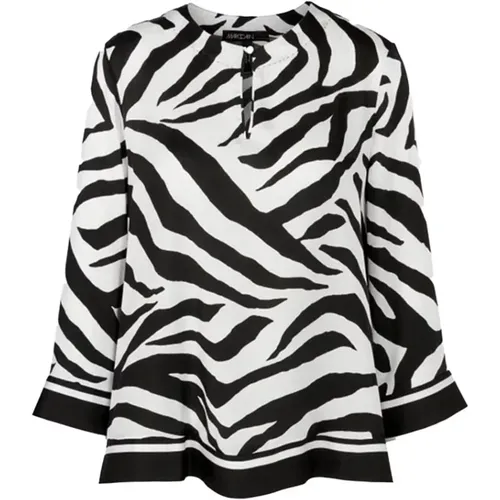Timeless Elegance Blouse with Zebra Print , female, Sizes: S - Marc Cain - Modalova
