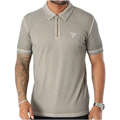 Polo mit Reißverschluss - Beige , Herren, Größe: 2XL - Guess - Modalova