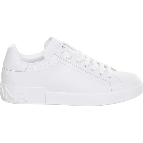 Weiße Ledersneakers , Herren, Größe: 40 1/2 EU - Dolce & Gabbana - Modalova