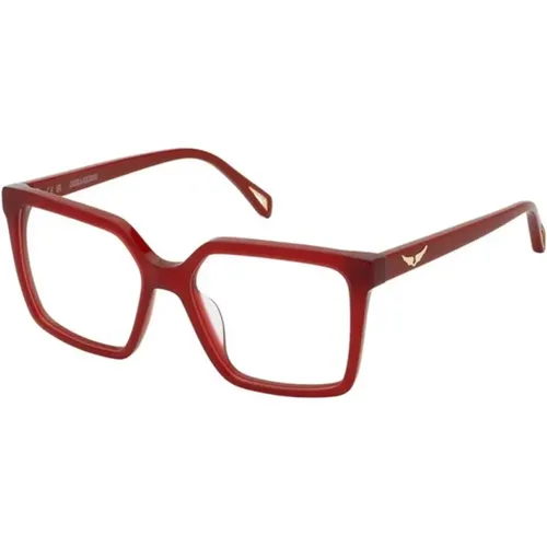 Rote Shiny Oplaine Sonnenbrille , unisex, Größe: 53 MM - Zadig & Voltaire - Modalova