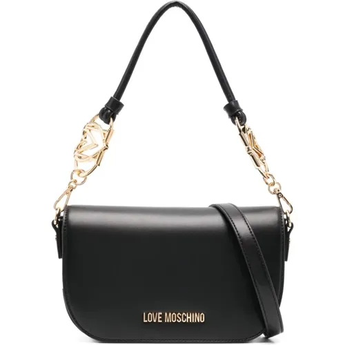 Schwarze Umhängetasche mit Klappdeckel - Love Moschino - Modalova