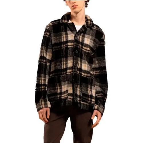 Checked Fleece Overshirt with French Collar , male, Sizes: S - Jagvi. Rive Gauche - Modalova