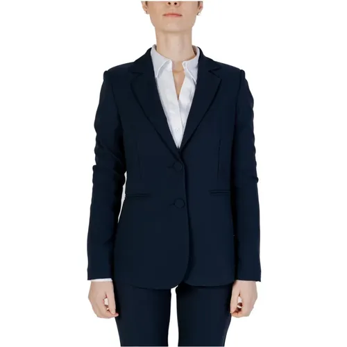 Blauer V-Ausschnitt Revers-Blazer , Damen, Größe: L - Sandro Ferrone - Modalova