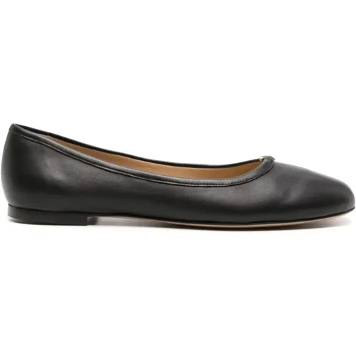 Schwarze flache Schuhe mit goldenem Logo , Damen, Größe: 39 EU - Chloé - Modalova