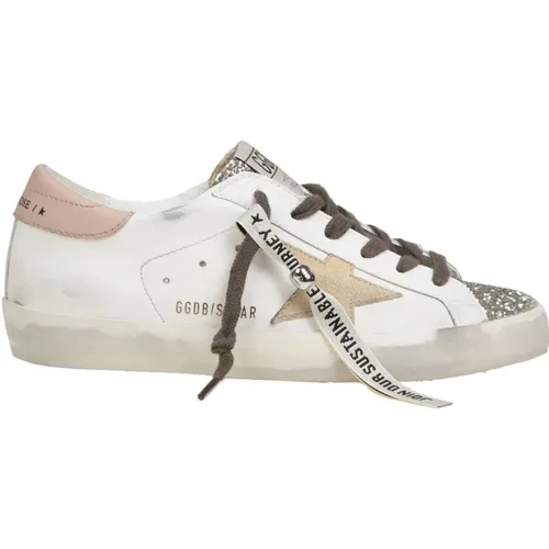 Leather Glitter Sneakers Vintage Style , female, Sizes: 4 UK, 3 UK - Golden Goose - Modalova