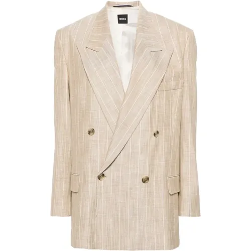 Elegant Pinstripe Double-Breasted Jacket , female, Sizes: XL, L - Boss Black - Modalova
