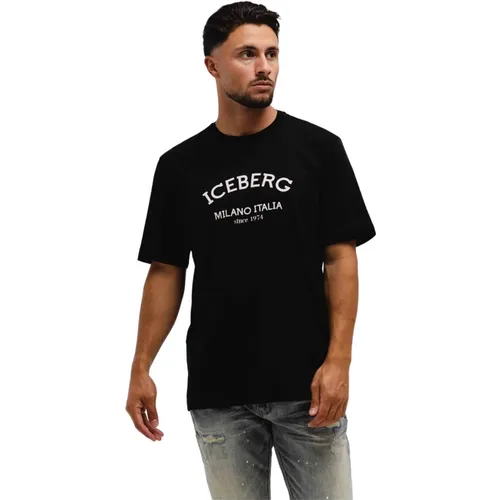 D Milano Herren Schwarzes T-Shirt , Herren, Größe: XL - Iceberg - Modalova