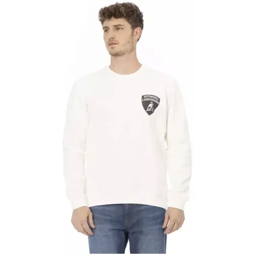 Weißes Sweatshirt mit Shield-Logo , Herren, Größe: S - Automobili Lamborghini - Modalova