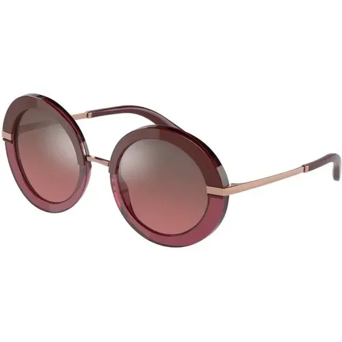 Bordeaux Sonnenbrille mit silberner Spiegelverlauf , Herren, Größe: 52 MM - Dolce & Gabbana - Modalova
